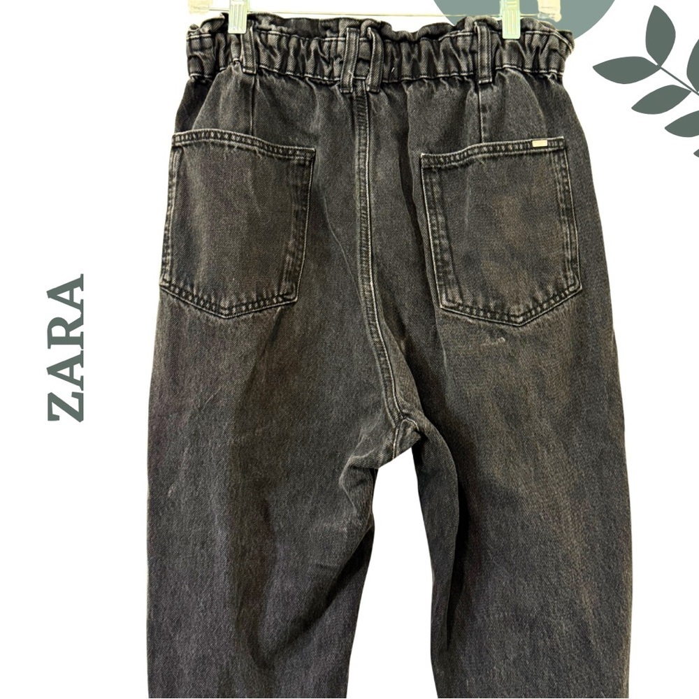 🛍️3/$40 ZARA High-Rise Paperbag Waist Black Jeans Size 8 - Picture 4 of 7